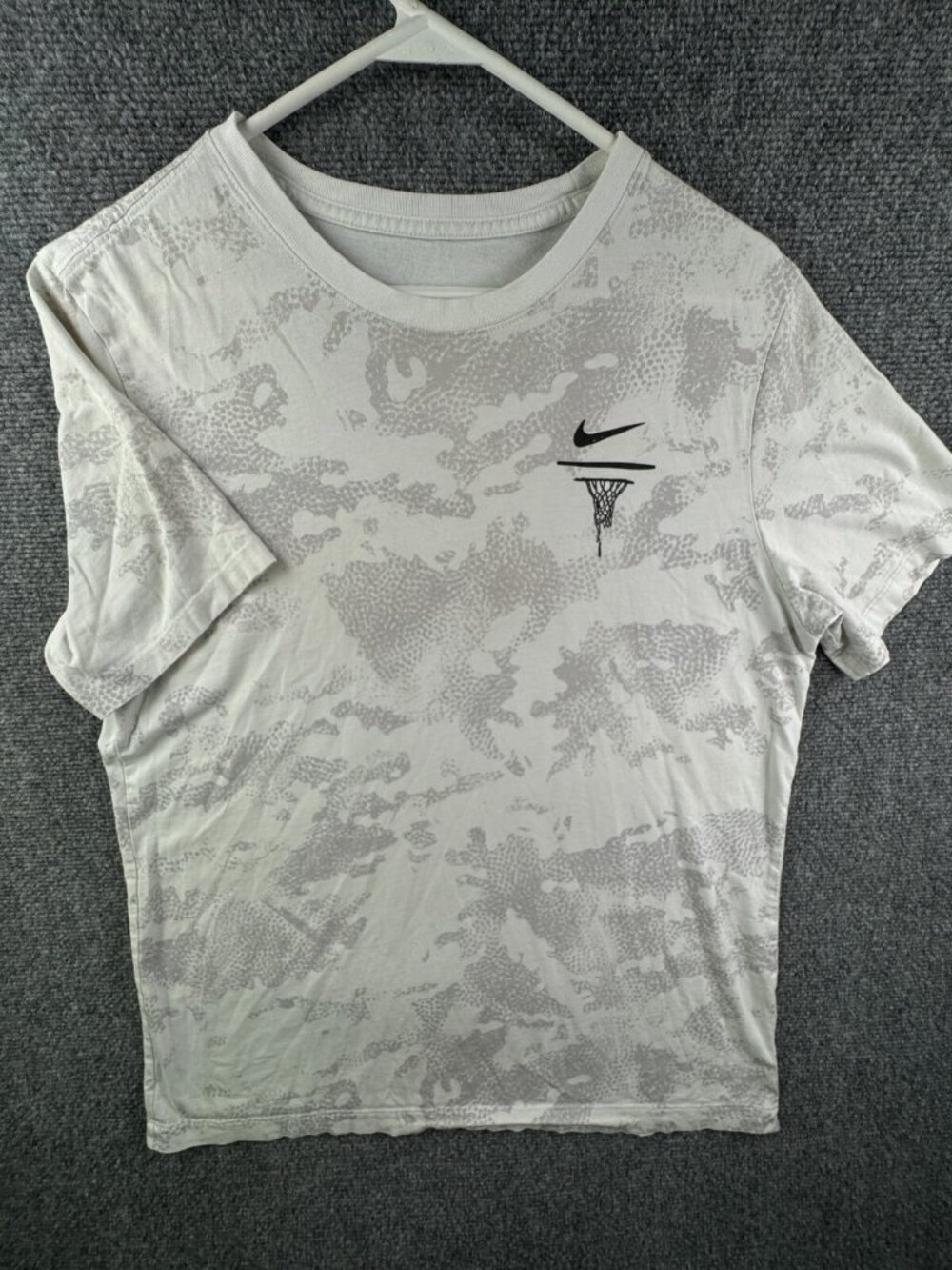 Nike Tee Men Large Shirt White Gray Logo T-shirt Short Sleeve Abstract Splatter